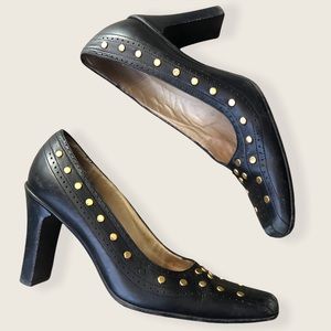 Bettye Muller Studded Mule Stacked Heels